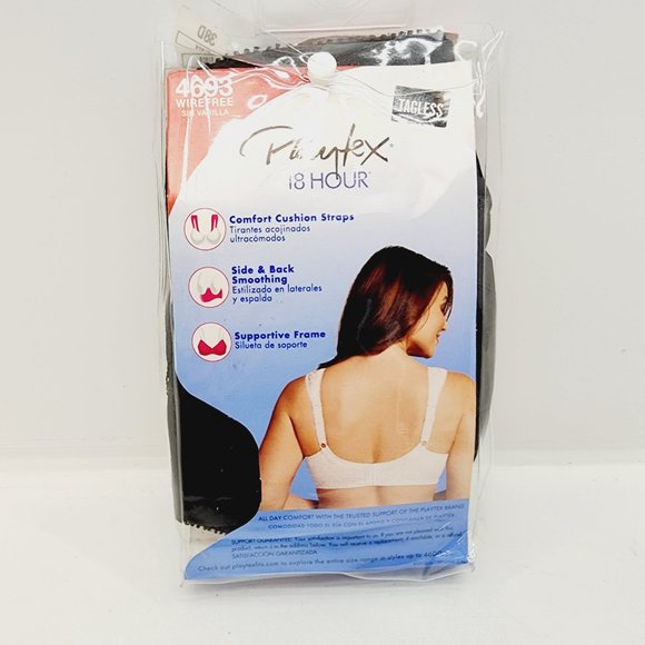 Playtex 18 Hour Bra - Black - NWT - 38D - Wirefree - Ultimate Shoulder Comfort - Picture 6 of 10
